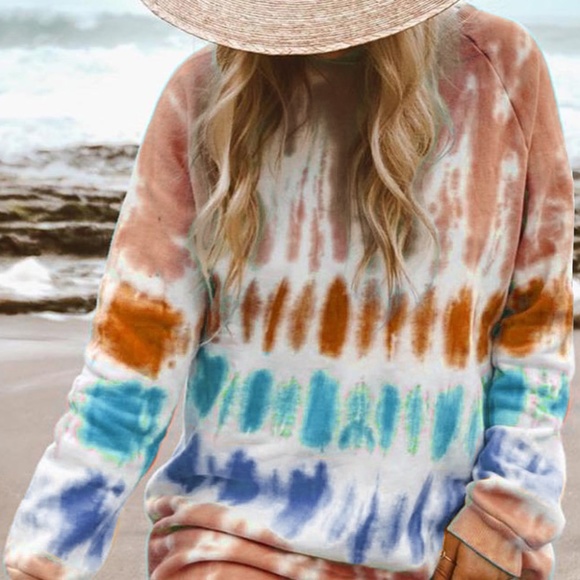 Waterschic Tie Dye Sweatshirt Dress Pink & Blue - Picture 4 of 11